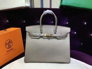 【H0122514】 エルメスバッグ HERMES Birkin バーキン25/30/35 ハンドバッグ シルバー金具 浅灰　Sクラス