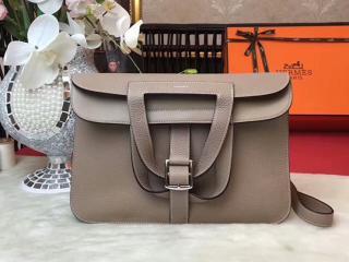 エルメス アルザンバッグ HERMES Halzan ヴォー・スウィフト シルバープレーテッド シルバー金具 【H070428D】