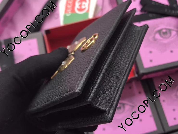 499361 CAOGT 1081】 GUCCI グッチ レディース 二つ折り財布 コピー バタフライ レザーカードケース 3カラー 小銭入れ 3色  黒 レザー_グッチ 二つ折り財布_グッチ 財布_グッチコピー_ブランドコピー優良店