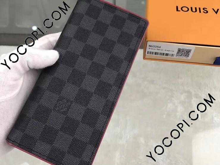 N63254】 LOUIS VUITTON ルイヴィトン ダミエ・グラフィット 長財布 スーパーコピー ポルトフォイユ・ブラザ ヴィトン メンズ  二つ折り財布 ボルドー_ルイヴィトン 二つ折り財布_ルイヴィトン 財布_ルイヴィトンコピー_ブランドコピー優良店