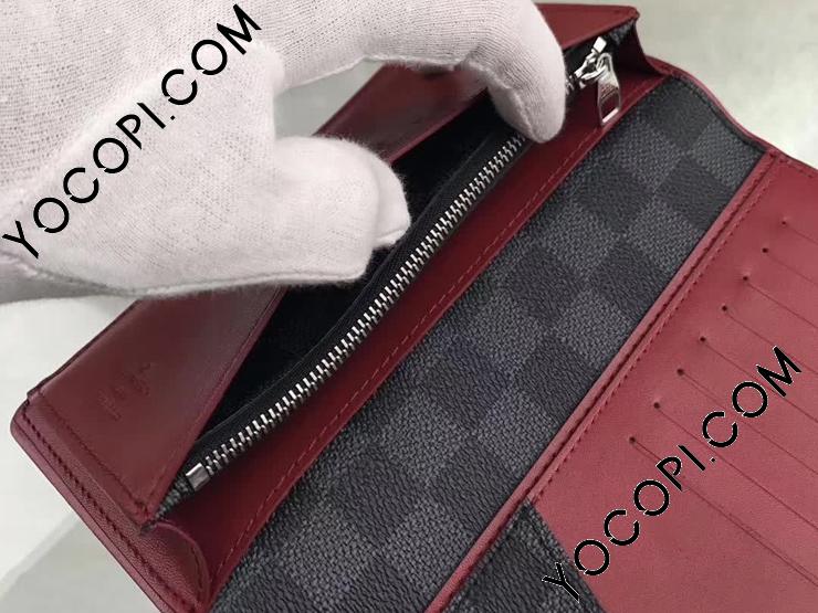 N63254】 LOUIS VUITTON ルイヴィトン ダミエ・グラフィット 長財布 スーパーコピー ポルトフォイユ・ブラザ ヴィトン メンズ  二つ折り財布 ボルドー_ルイヴィトン 二つ折り財布_ルイヴィトン 財布_ルイヴィトンコピー_ブランドコピー優良店