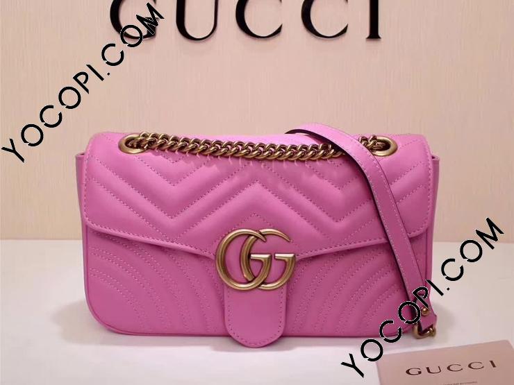 443497 DRW3T 5554】 GUCCI グッチ GGマーモント バッグ コピー GG Marmont キルティングレザー チェーン ショルダーバッグ 8色可選択 ピンク_グッチ ショルダーバッグ_グッチ バッグ_グッチコピー_ブランドコピー優良店