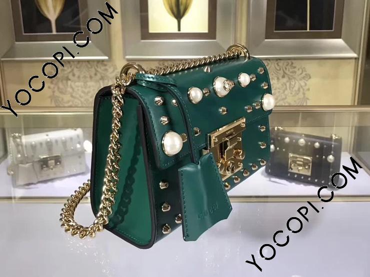 432182 DLXDG 3175】 GUCCI グッチ パドロック バッグ コピー Padlock スタッズ付き レディース チェーンショルダーバッグ  5色可選択 グリーン レザー_グッチ ショルダーバッグ_グッチ バッグ_グッチコピー_ブランドコピー優良店