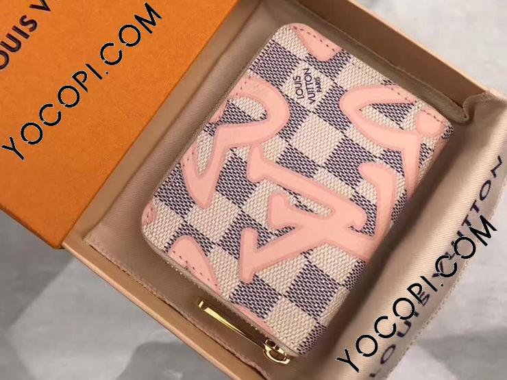 N60098】 LOUIS VUITTON ルイヴィトン ダミエ・アズール 財布 コピー ジッピー・コイン パース 白xピンク コインケース・小銭入れ  レディース ラウンドファスナー財布_ヴィトン ラウンドファスナー財布_ルイヴィトン 財布_ルイヴィトンコピー_ブランドコピー優良店