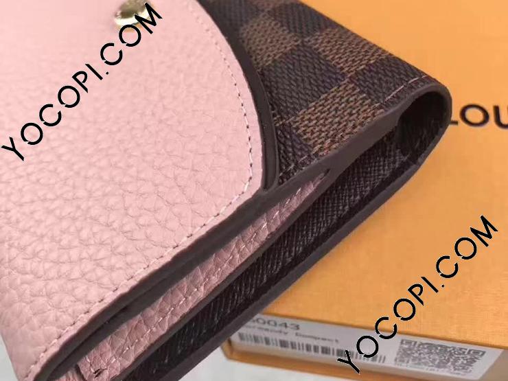 N60043】 LOUIS VUITTON ルイヴィトン ダミエ・エベヌ 財布 スーパーコピー ポルトフォイユ・ノルマンディー ヴィトン トリヨン  レディース 二つ折り財布 2色可選択 ローズバレリーヌ_ルイヴィトン 二つ折り財布_ルイヴィトン 財布_ルイヴィトンコピー_ブランドコピー優良店