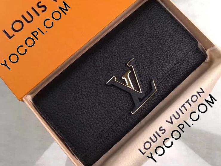 M61248】 LOUIS VUITTON ルイヴィトン トリヨン 長財布 スーパーコピー ポルトフォイユ・カプシーヌ ヴィトン レディース  二つ折り財布 5色可選択 ブラック&ゴールド金具_ルイヴィトン 二つ折り財布_ルイヴィトン 財布_ルイヴィトンコピー_ブランドコピー優良店