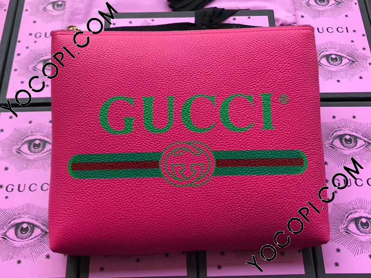 500981 0GCAT 8840】 GUCCI グッチ バッグ コピー プリント ミディアムサイズ ポートフォリオ レディース クラッチバッグ  3色可選択 ピンク レザー_グッチ クラッチバッグ_グッチ バッグ_グッチコピー_ブランドコピー優良店