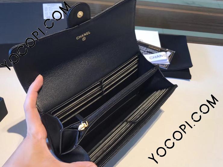 A80758 19281】 CHANEL シャネル 財布 コピー クラシック フラップ ウォレット Vステッチ レディース 二つ折り長財布 ゴールド金具  7色可選択 ブラック_シャネル スモール レザー グッズ_シャネルコピー_ブランドコピー優良店