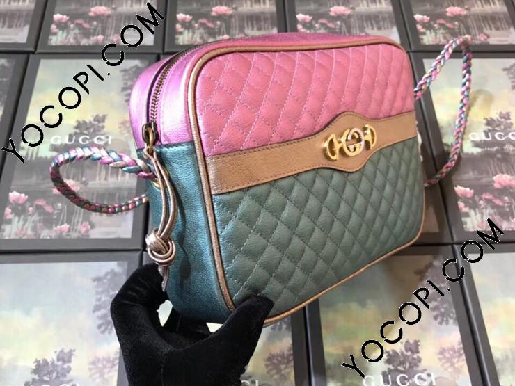 541061 0U14X 5879】 GUCCI グッチ バッグ コピー ラミネート レザー スモール レディース ショルダーバッグ 3色可選択  ピンク＆ブルー_グッチ ショルダーバッグ_グッチ バッグ_グッチコピー_ブランドコピー優良店