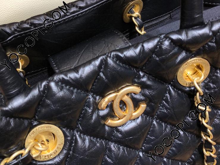 A93525 Y84050 94305】 CHANEL シャネル バッグ コピー エイジド カーフスキン ラージ ショッピング バッグ レディース  ショルダーバッグ ブラック_シャネル バッグ_シャネルコピー_ブランドコピー優良店