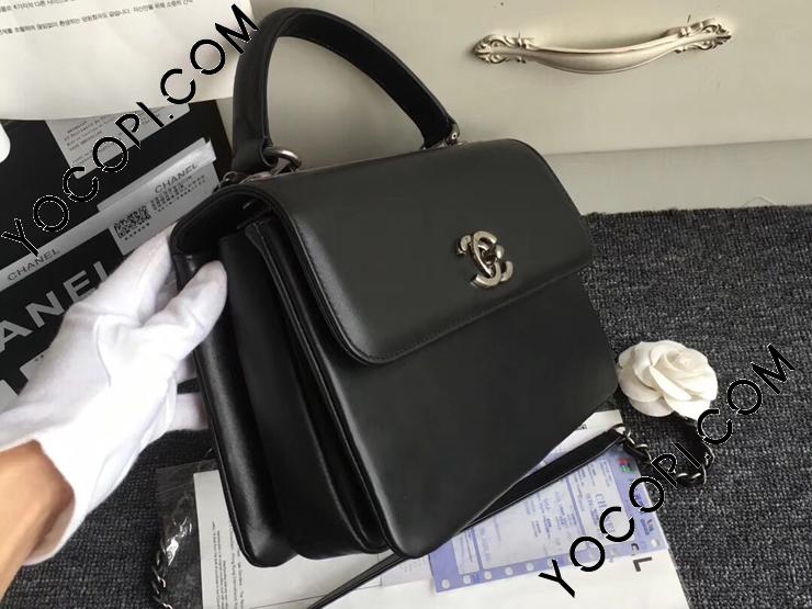 A92236 Y84178 94305】 CHANEL シャネル バッグ スーパーコピー 2018/19年 クルーズ コレクション カーフスキン  スモール トップハンドル フラップ バッグ ブラック_シャネル バッグ_シャネルコピー_ブランドコピー優良店