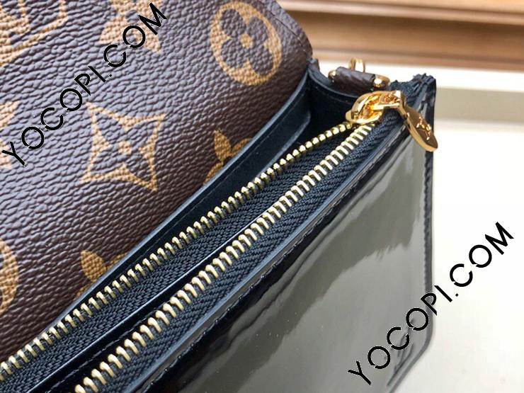 M63305】 LOUIS VUITTON ルイヴィトン モノグラム 長財布 スーパーコピー ポルトフォイユ・チェリーウッド チェーン レディース  パテントカーフ 二つ折り財布 2色可選択 ノワール_ルイヴィトン 二つ折り財布_ルイヴィトン 財布_ルイヴィトンコピー_ブランドコピー優良店