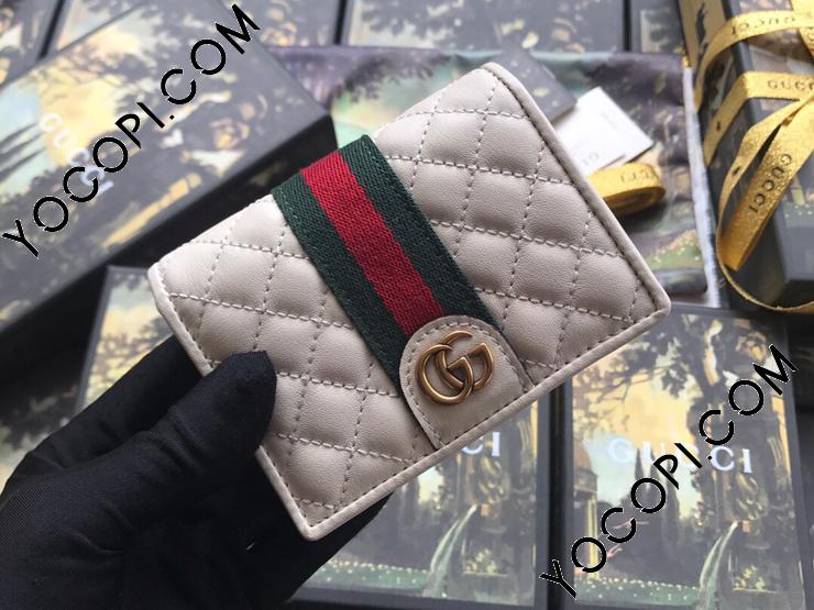 536453 0YKBT 9179】 GUCCI グッチ 財布 コピー ダブルG レザー カードケース（コイン＆紙幣入れ付き） レディース 二つ折り財布  ホワイト_グッチ 二つ折り財布_グッチ 財布_グッチコピー_ブランドコピー優良店