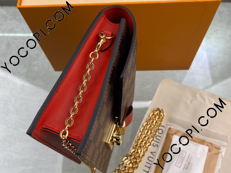 N60288】 LOUIS VUITTON ルイヴィトン ダミエ・エベヌ 財布 スーパーコピー ポルトフォイユ・クロワゼット チェーン レディース 二つ折り財布  2色可選択 スカーレット_ルイヴィトン 二つ折り財布_ルイヴィトン 財布_ルイヴィトンコピー_ブランドコピー優良店