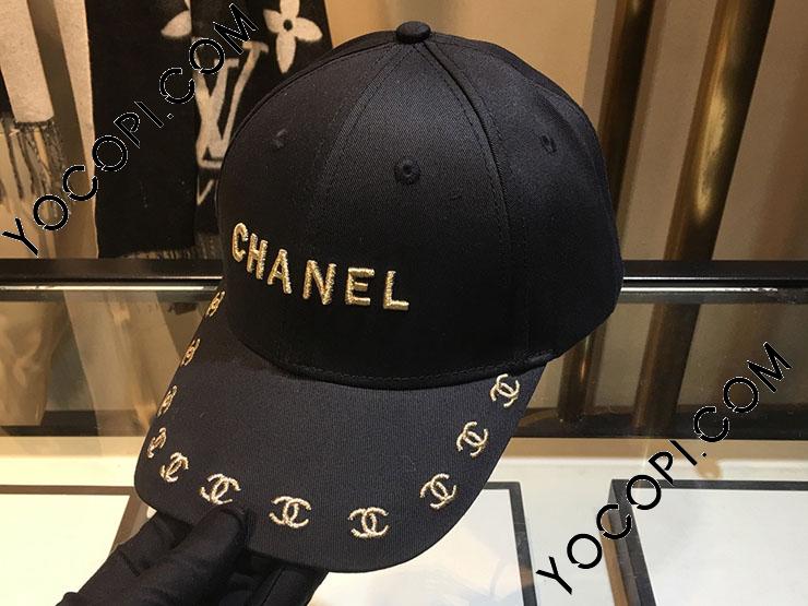 品多く Chanel刺繍帽子 キャップ ブラック 野球帽 帽子
