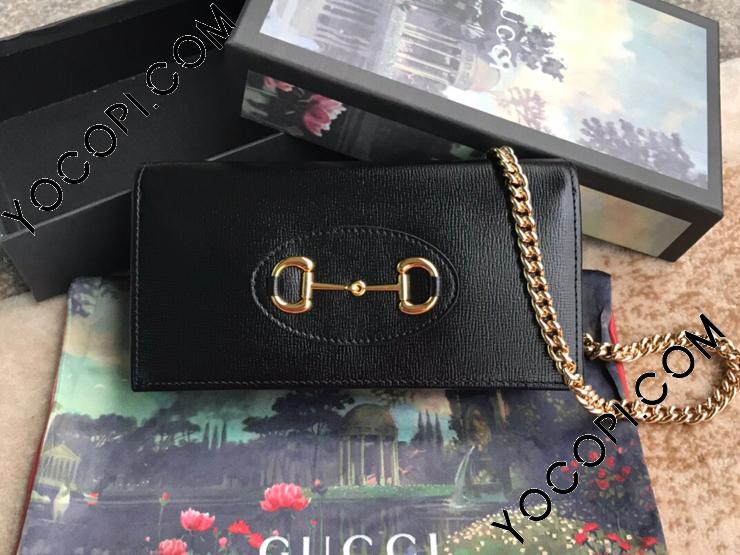 621892 0YK0G 1000】 GUCCI グッチ 長財布 スーパーコピー 〔グッチ 1955 ホースビット〕オンライン限定 チェーン付き  ウォレット 二つ折り財布 2色可選択 ブラック_グッチ 二つ折り財布_グッチ 財布_グッチコピー_ブランドコピー優良店