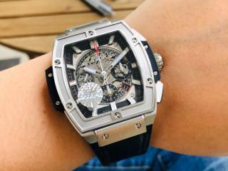 Hublot紳士腕時計 7750輸入ムーブメント 幅42mm ウブロ時計Spirit Of Big Bang [ケース]シルバー [ベルト]黒  輸入牛革_時計_ブランドコピー優良店