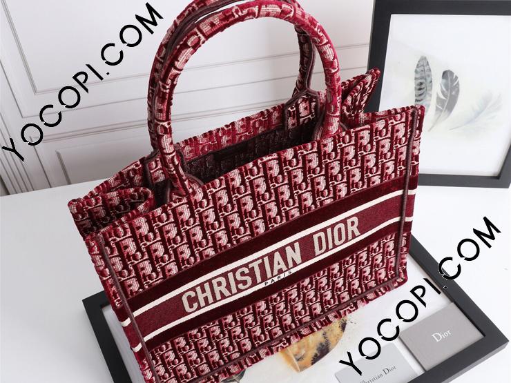 M1296ZWVF_M974】 DIOR BOOK TOTE ディオール バッグ コピー オブリーク エンブロイダリー ベルベット スモールトートバッグ_ディオール  バッグ_ディオールコピー_ブランドコピー優良店