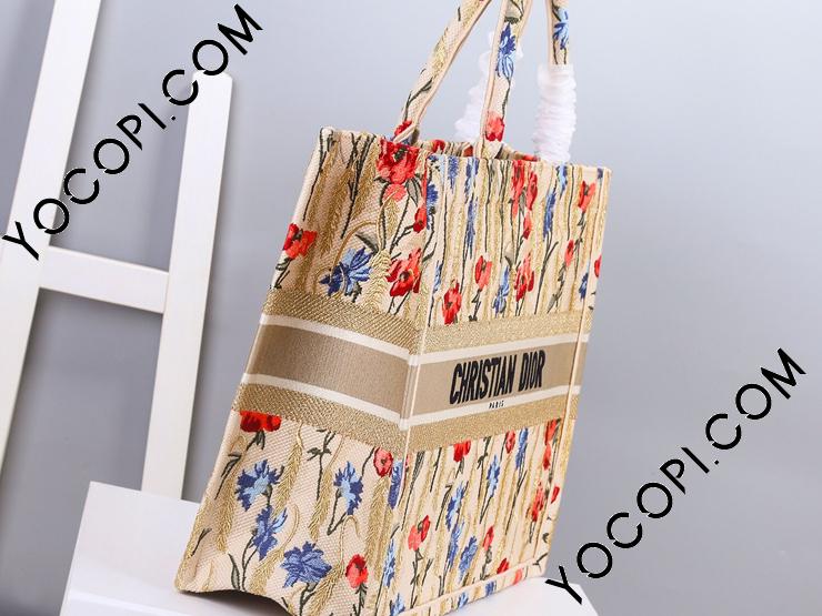 M1286ZRTN_M918】 DIOR ディオール バッグ コピー 21新作 BOOK TOTE ベージュ ハイビスカス 刺繍 キャンバス  レディース ラージ トートバッグ_ディオール バッグ_ディオールコピー_ブランドコピー優良店