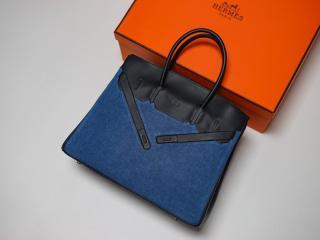 【shadow351-4】 Hermes エルメス バーキン バッグ コピー 新作 限定 Shadow birkin デニムxレザー シャドーバーキン 35 ハンドバッグ 5色可選択