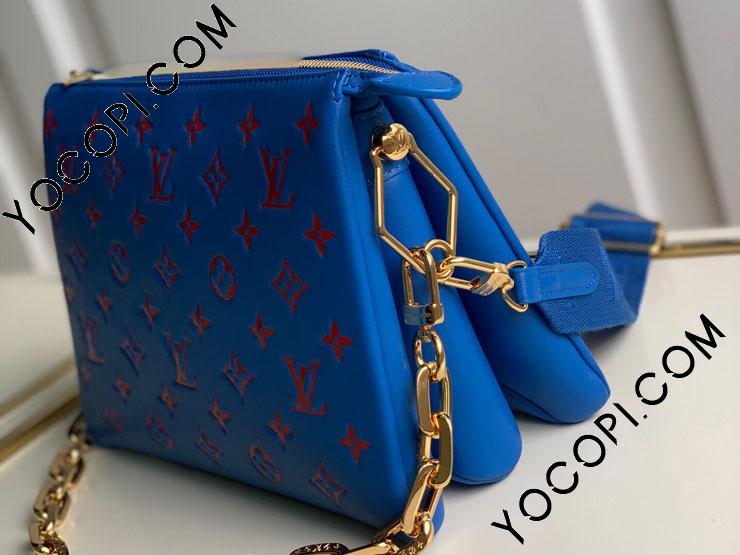 M58626】 LOUIS VUITTON ルイヴィトン モノグラム・パターン バッグ スーパーコピー 21新作 COUSSIN クッサン PM  レディース ショルダーバッグ ブルー / レッド_ルイヴィトン ショルダーバッグ_ルイヴィトンバッグ_ルイヴィトンコピー_ブランドコピー優良店