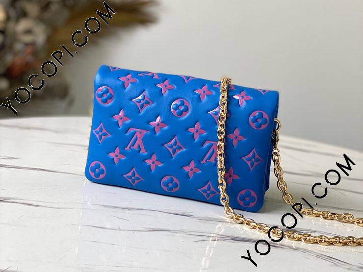 M80743】 LOUIS VUITTON ルイヴィトン モノグラム バッグ スーパーコピー 21新作 POCHETTE COUSSIN  ポシェットクッサン レディース ショルダーバッグ ブルー / レッド_ルイヴィトン ショルダーバッグ_ルイヴィトンバッグ_ルイヴィトン コピー_ブランドコピー優良店