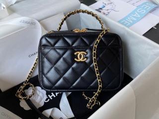 AS3899-1】 CHANEL シャネル バッグ スーパーコピー 23年新作 ヴァニティー ケース シャイニー カーフスキン レディース ショルダー バッグ ブラック_シャネル バッグ_シャネルコピー_ブランドコピー優良店