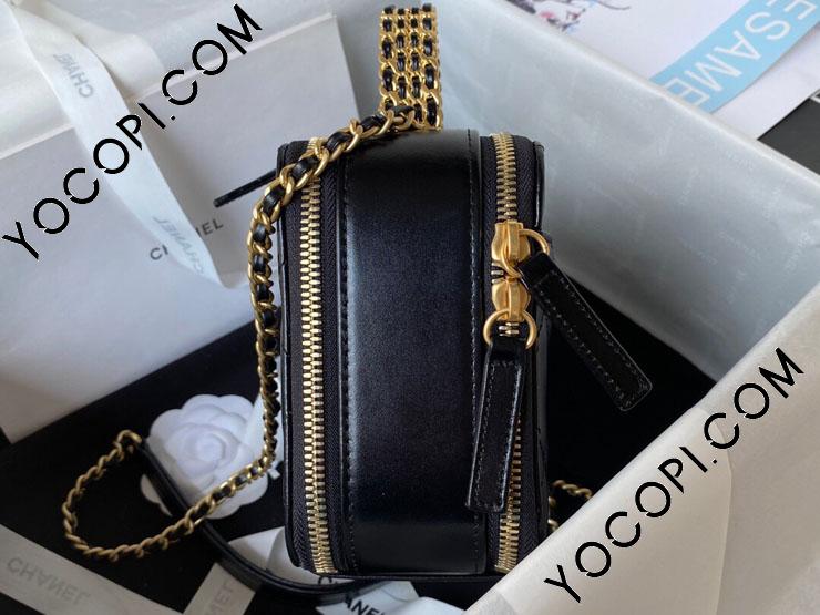 AS3899-1】 CHANEL シャネル バッグ スーパーコピー 23年新作 ヴァニティー ケース シャイニー カーフスキン レディース ショルダー バッグ ブラック_シャネル バッグ_シャネルコピー_ブランドコピー優良店