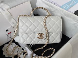 【AS4140-2】 CHANEL シャネル バッグ スーパーコピー 23秋冬 トップハンドル ミニフラップバッグ ラムスキン ストラス レディース ショルダーバッグ ホワイト AS4141