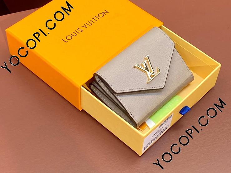 M69340】 LOUIS VUITTON ルイヴィトン 財布 スーパーコピー 23新作 Lockmini ポルトフォイユ・ロックミニ レディース  三つ折り財布 グレージュ_ルイヴィトン 三つ折り財布_ルイヴィトン 財布_ルイヴィトンコピー_ブランドコピー優良店