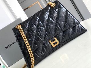 【716393-2】 BALENCIAGA バレンシアガ バッグ スーパーコピー 新作 ブラック の ウィメンズ CRUSH ミディアム チェーンバッグ キルト仕上げ ショルダーバッグ