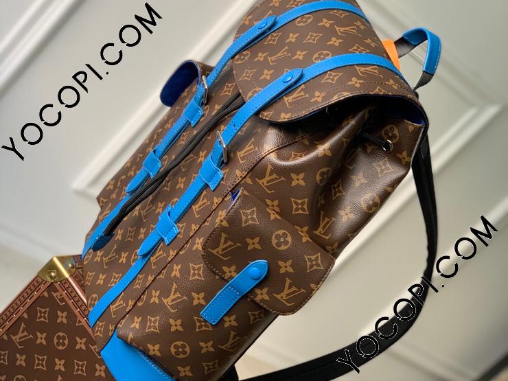 M46813】 LOUIS VUITTON ルイヴィトン モノグラム バッグ コピー 23新作 Christopher クリストファー MM メンズ  バックパック ブルー_ルイヴィトン バックパック_ルイヴィトンバッグ_ルイヴィトンコピー_ブランドコピー優良店