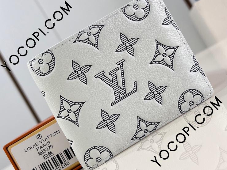 ルイヴィトン 二つ折り財布 モノグラム・シャドウ ポルトフォイユ・ミュルティプル M83379 LOUIS VUITTON ネイビー 【中古】 ルイ・ ヴィトン