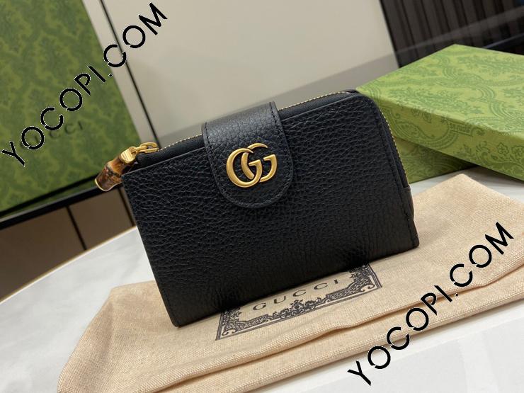 739498 AABXM 1000】 GUCCI グッチ 財布 コピー 24新作 バンブー付き ダブルG ミディアム ウォレット レディース 二つ折り 財布_グッチ 二つ折り財布_グッチ 財布_グッチコピー_ブランドコピー優良店