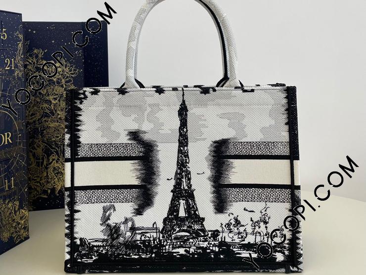 M1296ZEGG_M933】 Dior ディオール バッグ コピー 24新作 Book Tote バッグ ミディアム Paris エンブロイダリー  レディース トートバッグ_ディオール バッグ_ディオールコピー_ブランドコピー優良店